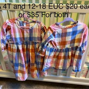 Matching Hanna Andersson Sister Dresses in 4T and 12-18 Months